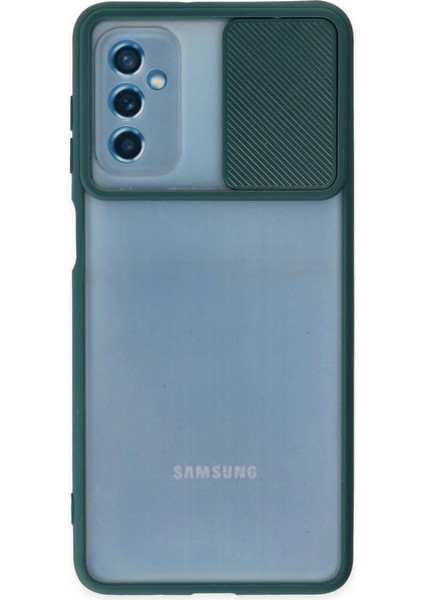 Samsung Galaxy M52 5g Kılıf Palm Buzlu Kamera Sürgülü Silikon - Yeşil