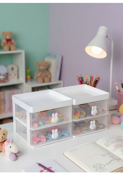 2 Çekmeceli Masaüstü Organizer - Takı, Toka ve Mini Lego Düzenleyici Kutu