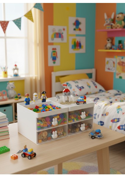 2 Çekmeceli Masaüstü Organizer - Takı, Toka ve Mini Lego Düzenleyici Kutu modelleri