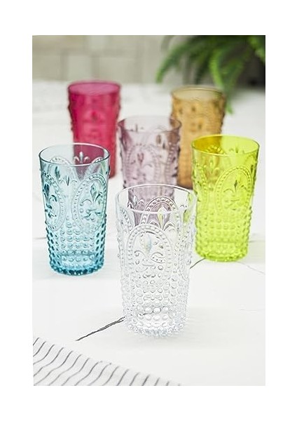 Akrilik Renkli 6'lı Uzun & Su Meşrubat Bardağı 750 ml (Büyük Boy & Cam Değildir) modelleri