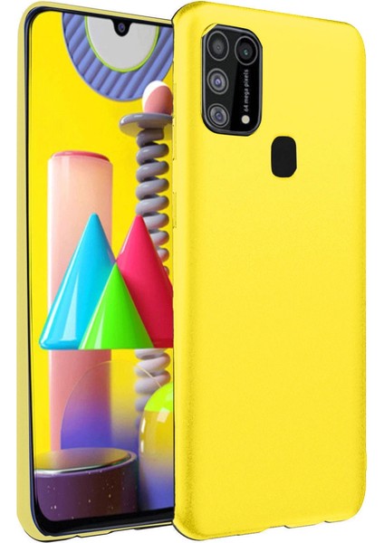 Samsung Galaxy M31 Kılıf Nano Içi Kadife Silikon - Sarı