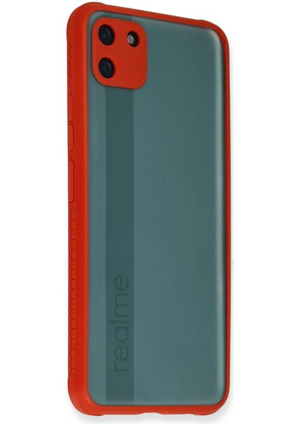 Realme C11 Kılıf Miami Şeffaf Silikon - Kırmızı