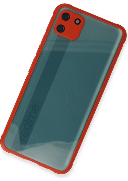 Realme C11 Kılıf Miami Şeffaf Silikon - Kırmızı modelleri