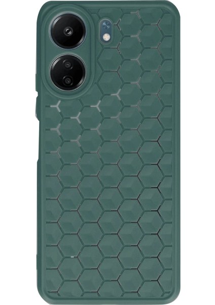 Xiaomi Redmi 13C Kılıf Petek Silikon Kapak - Koyu Yeşil