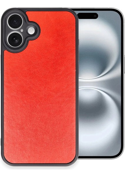 Iphone 16 Plus Kılıf Aras Deri Kapak - Kırmızı