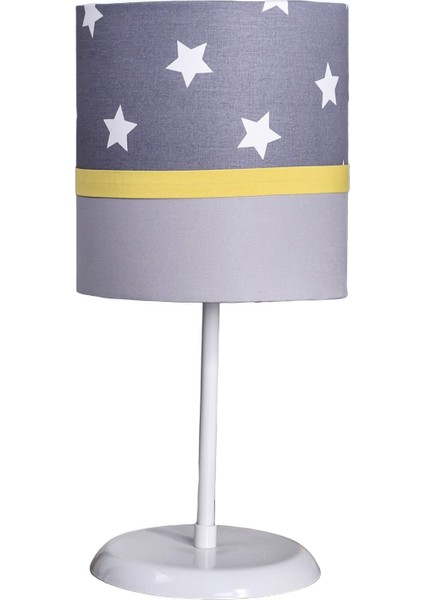 Gri Yıldızlı Gri Sarı 2.li Set M-0386 Kumaş Kaplama Genç ve Çocuk Odası Avize ve Abajur Takımı modelleri