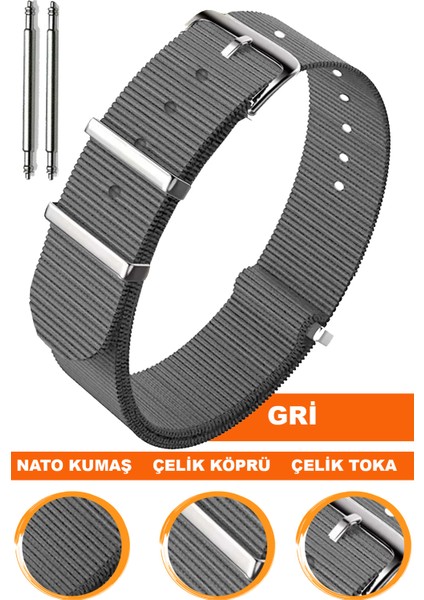 18mm-20mm-22mm-24mm saatlerle uyumlu nato kumaş tekstil saat kordonu kayışı n32nyl1-gr