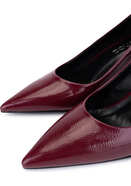 Kadın Suni Deri Bordo Rugan Topuklu Ayakkabı 1160 2026 Bn Ayk SK25-26 Bordo Krsk Rgn modelleri