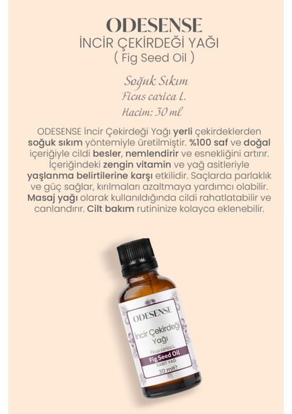 İncir Çekirdeği Yağı 30 ml Soğuk Sıkım Doğal ve Saf Cilt ve Saç Bakım Yağı Bez Keseli Ambalaj fiyatları