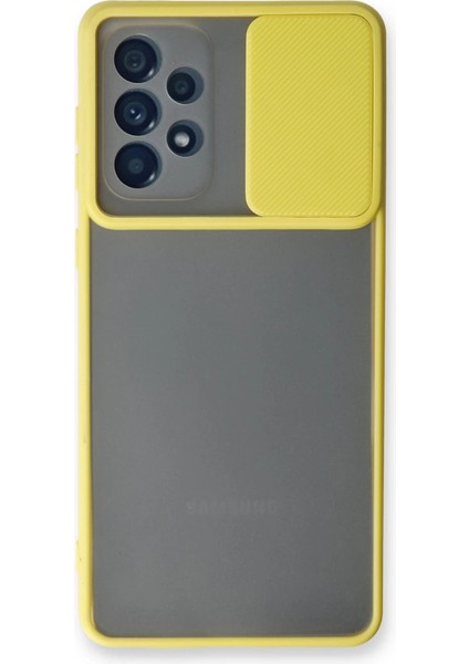 Samsung Galaxy A73 5g Kılıf Palm Buzlu Kamera Sürgülü Silikon - Sarı