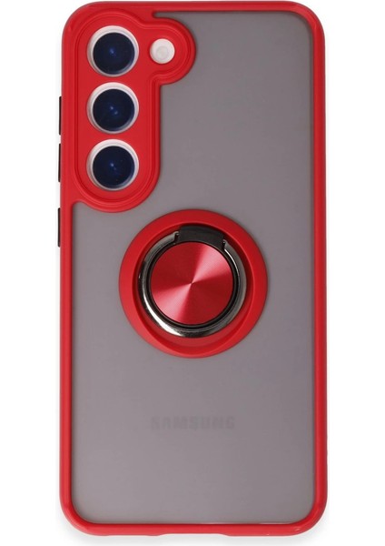 Samsung Galaxy S23 Kılıf Montreal Yüzüklü Silikon Kapak - Kırmızı