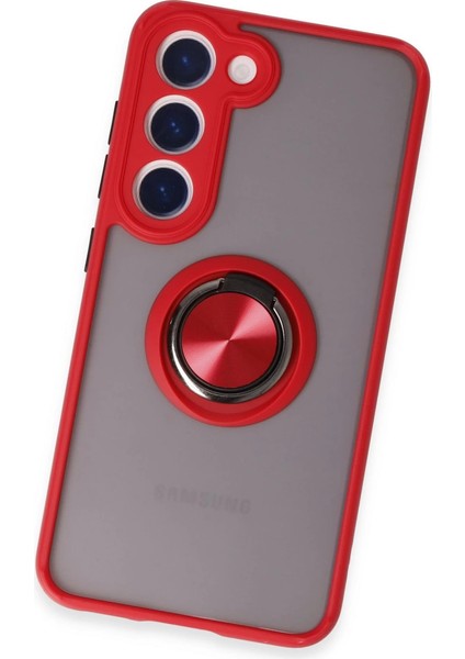 Samsung Galaxy S23 Kılıf Montreal Yüzüklü Silikon Kapak - Kırmızı modelleri