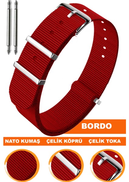 18mm-20mm-22mm-24mm saatlerle uyumlu nato kumaş tekstil saat kordonu kayışı n32nyl1-dr