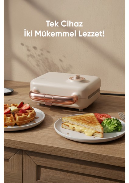 Çıkarılabilir Yapışmaz Plakalı Ikili Waffle ve Mini Tost Makinesi FR-TM51 Triochef fiyatları