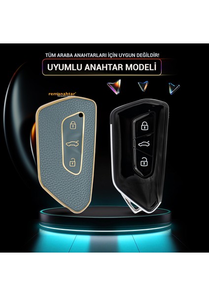 Golf8 Caddy Cupra Octavia 3 Buton Smart Nano Desenli Anahtar Kılıfı - Mavi modelleri