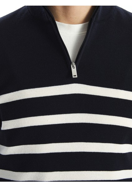 Yeni Sezon Dik Yaka Uzun Kollu Çizgili Erkek Triko Kazak fırsatları