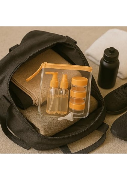 Suwors Seyahat Kozmetik Seti 9 Parça – 3 Şişe + 3 Krem Kabı + Huni + Spatula + Şeffaf Çanta | Uçak Için Uygun, Doldurulabilir, Taşınabilir Bakım Seti fiyatları