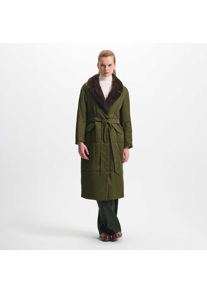 Haki Tekstil-Kürk Kadın Kürk Kaban - K23IKM320361-Q7V