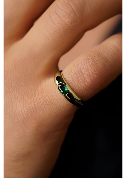 14 Ayar Altın Zümrüt Taşlı Erkek Yüzük