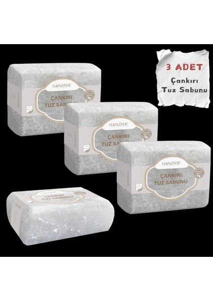 Hanzade Bitkisel Çankırı Tuz Sabunu 300-350 gr x 3 Adet Zengin Mineralli Doğal Saf Çankırı Kaya Tuzu Sabunu modelleri
