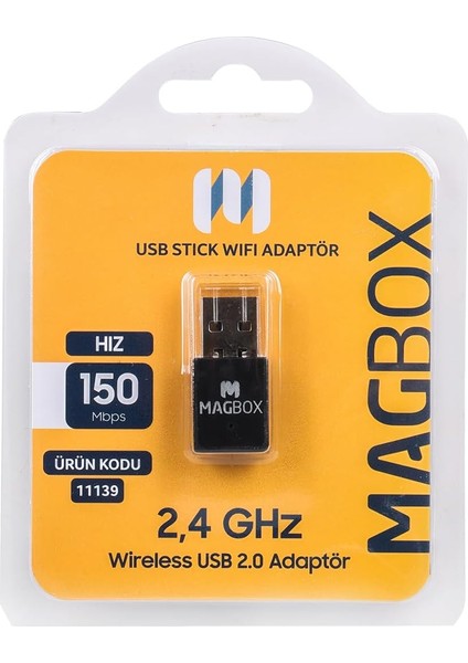 Mini USB Stick Wifi Adaptör, 7601 Chipset, 2.4ghz, 150 Mbps, Hd Uydu Alıcı Uyumlu USB Stick Wifi Adaptör, 802.11N, Magbox
