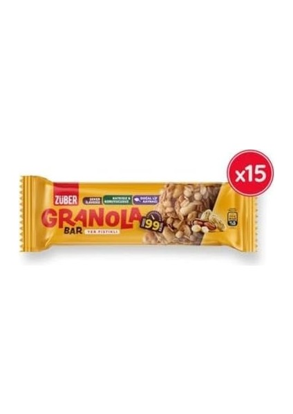 Züber Yer Fıstıklı Granola Bar, 25 G x 15 modelleri