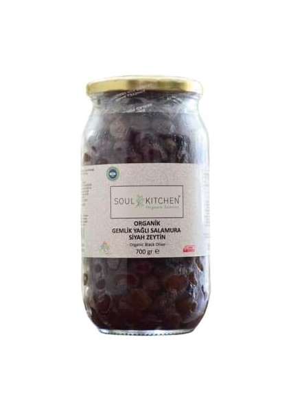 Soul Kıtchen Organik Ürünler Gemlik Yağlı Salamura Siyah Zeytin 700GR