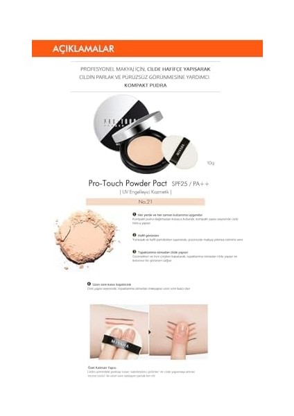 Mıssha Pürüzsüz Görünüm Sağlayan Kompakt Pudra Pro-Touch Powder Pact SPF25/PA++ (No.21) modelleri
