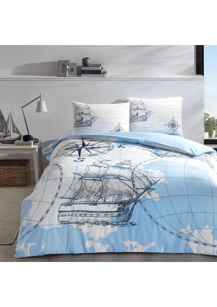 Ocean Ranforce DESENLI%100 Pamuk Nevresim Takımı, Turkuaz, Çift Kişilik