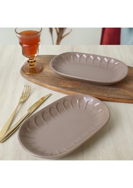 Mat Toprak Taupe Kayık Tabak 25 cm 2 Adet 977 fiyatları