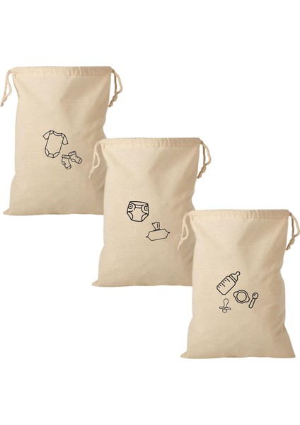 Odorshield+ Bebek Bakım Organizer Çantaları, Bebek Bakım Organizeri, Bebek Bezi Torbası, Bebek Kıyafet Torbası (3 Adet)