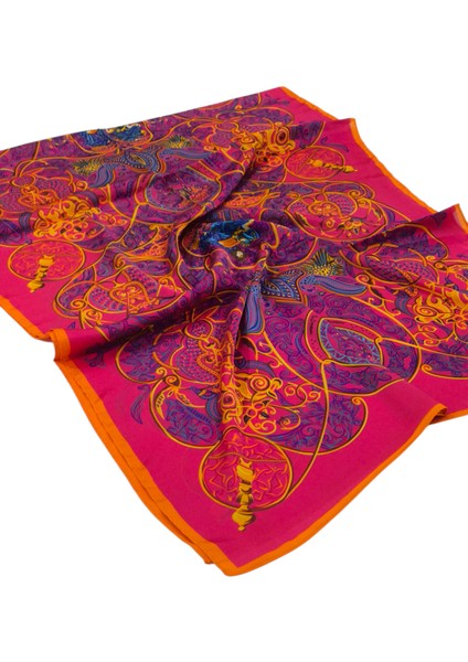 Vual Ipek Şal Karışık Desen Turuncu Fuşya fiyatları