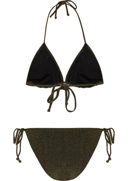 Simli Haki-Gold Üçgen Bikini Takımı fiyatları