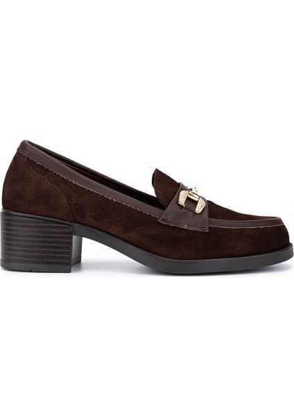 Kadın Hakiki Deri Kahverengi Makosen Ayakkabı 488 1385 Bn Ayk SK25-26 Khv Suet/dr