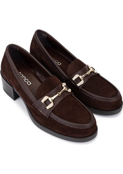 Kadın Hakiki Deri Kahverengi Makosen Ayakkabı 488 1385 Bn Ayk SK25-26 Khv Suet/dr fiyatları