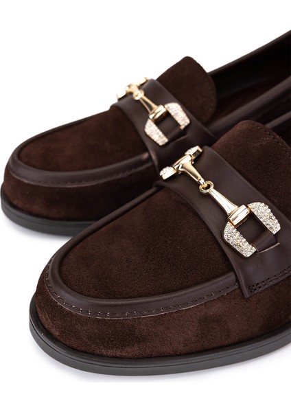 Kadın Hakiki Deri Kahverengi Makosen Ayakkabı 488 1385 Bn Ayk SK25-26 Khv Suet/dr modelleri