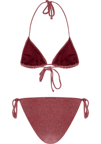Simli Bordo Üçgen Bikini Takımı fiyatları