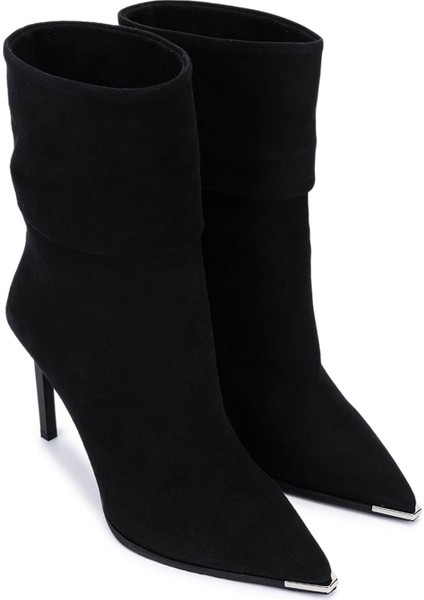 Kadın Hakiki Deri Siyah Süet Topuklu Bot 594 5087 Bn Bot SK25-26 Syh Mts Suet fiyatları