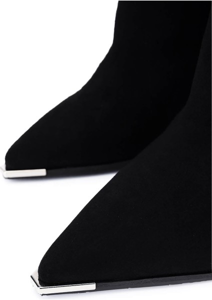 Kadın Hakiki Deri Siyah Süet Topuklu Bot 594 5087 Bn Bot SK25-26 Syh Mts Suet modelleri