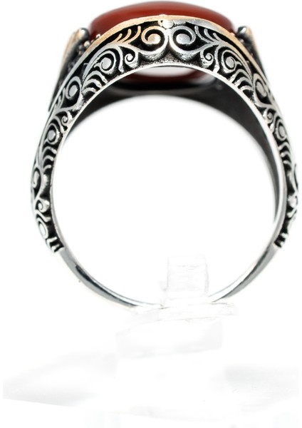 Kızıl Akik Taşlı 925 Ayar Gümüş Erkek Yüzük – Modern ve Şık Tasarım indirimleri