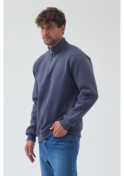 Erkek Oversize Yarım Fermuarlı Içi Polarlı Yumuşak Dokulu %100 Pamuk Sweatshirt fiyatları
