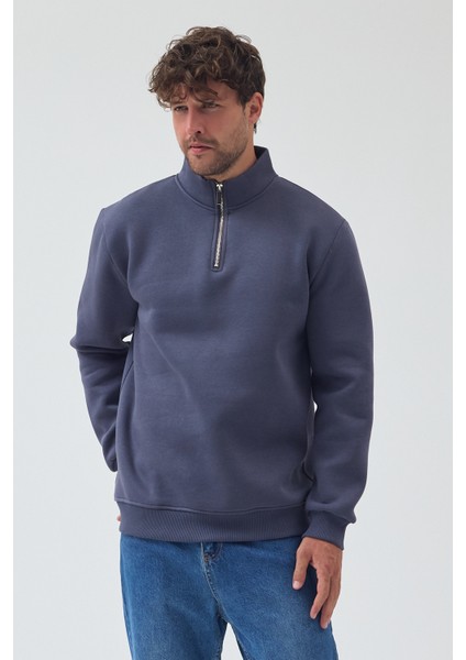 Erkek Oversize Yarım Fermuarlı Içi Polarlı Yumuşak Dokulu %100 Pamuk Sweatshirt modelleri