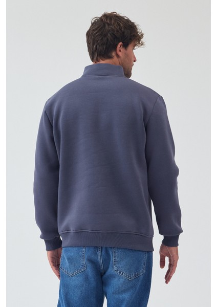 Erkek Oversize Yarım Fermuarlı Içi Polarlı Yumuşak Dokulu %100 Pamuk Sweatshirt fırsatları