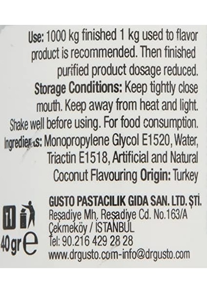 Dr.gusto Aroma Verici Hindistan Cevizi 40 gr