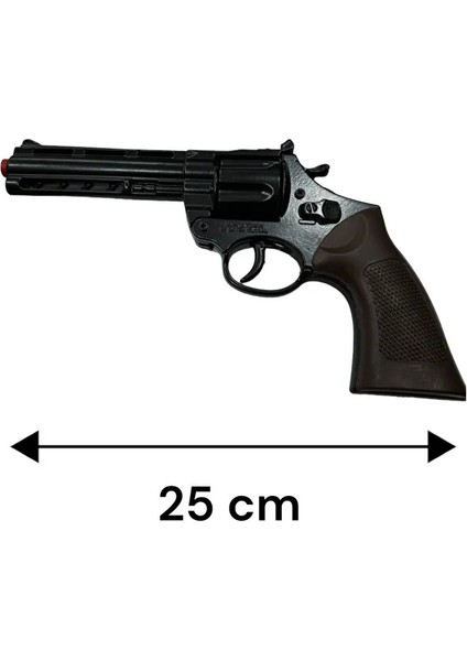 Metal Revolver Silah 25 cm Mantar Kapsül Atan Tabanca Revolver 144 Adet Kapsül Hediyeli modelleri