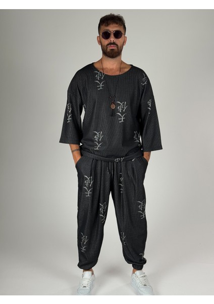 Erkek Chinese Desenli Fakir Kol Oversize T-Shirt COC2566 fiyatları