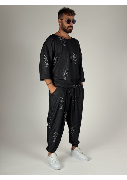 Erkek Chinese Desenli Fakir Kol Oversize T-Shirt COC2566 modelleri