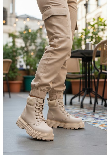Bej Fermuarlı Kadın Bot Serpa 5200 Z