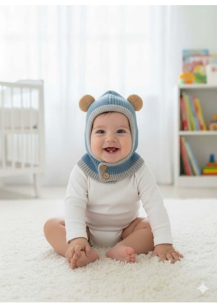 Kitti 25480-02 Düğmeli Boyunluk Triko Bere