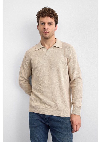 Pamuklu Regular Fit Triko Polo Yaka Kazak Erkek Polo Yaka Kazak B35W40029 114